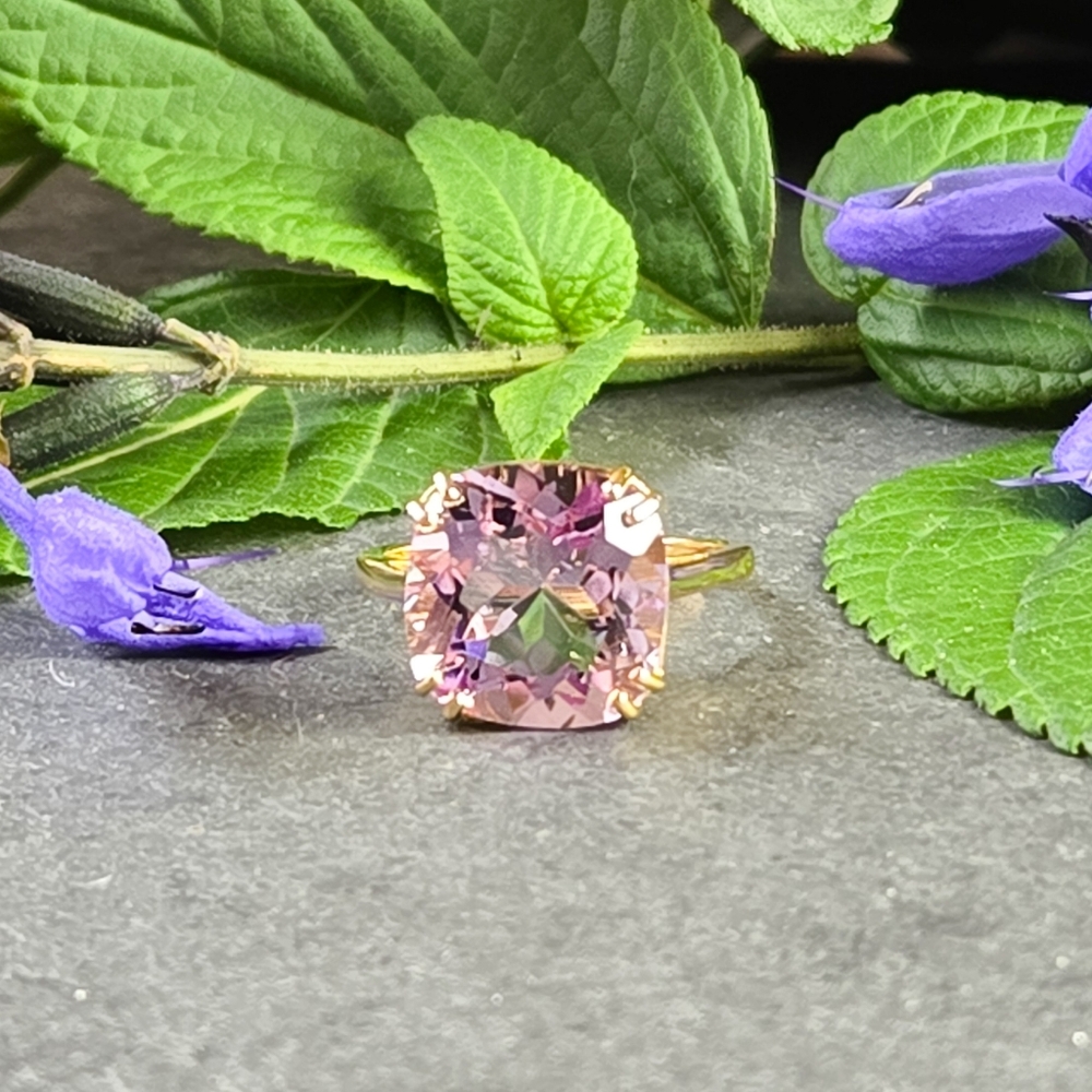NIB Savvy Cie Pink Amethyst 18k Gold Plated Silver Cocktail Ring - Picture 14 of 14